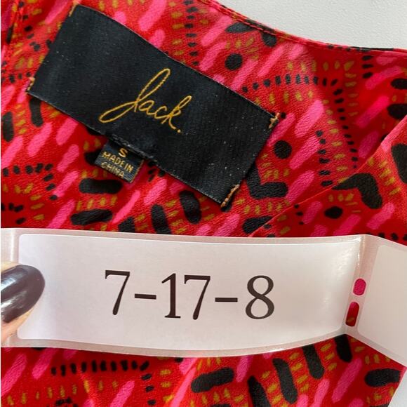 Jack BB Dakota Dress Women's Small Pink Red Chevron Keyhole‎ Mini - Picture 4 of 7